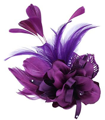 LALAFINA Fascinator Hair Clip Blumenbrosche Stecknadel Vintage Hochzeitsfeier Kopfbedeckung für Frauen Lady Girls (Lila)