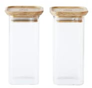 2ER-SET QUADRATISCHE GLASBEHÄLTER MIT BAMBUSDECKEL S - 320ml