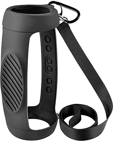 BeisDirect - Funda de Silicona para Altavoz Bluetooth JBL Charge 5, Funda Protectora portátil para arañazos y Golpes, con Correa para el Hombro y mosquetón (Negro)