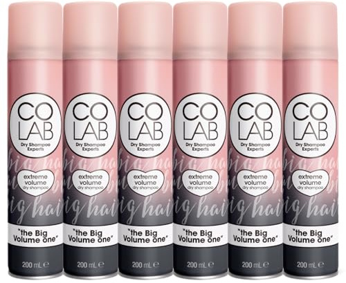 COLAB+ Dry Shampoo, Extreme Volume, 200ml, 6 Pack - No Fuss, All Hair Types, Fresh Scent