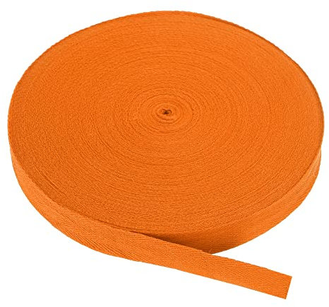 PATIKIL Baumwollband Baumwolle Gurtband 20mm x 45m, Schrägband Baumwoll Nahtband Köperband Saumband Einfassband Stoffband Webband zum Nähen für DIY Basteln Stricken Verpackungen, Orange