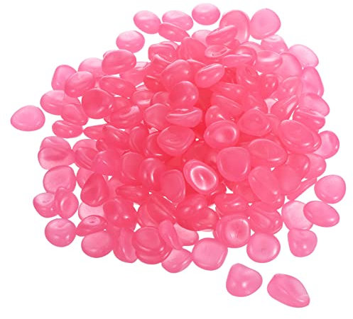 sourcing map 200 Stück Leuchtsteine, 13–17 mm, leuchtende Kieselsteine, Dekoration im Dunkeln, Dekoration zum Selbermachen, dekorativ, rosa für Garten, Topfpflanze, Aquarium