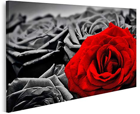 islandburner Tableau sur toile Carte de voeux romantique Rose Rouge Saint Valentin Fête Peintures Impressions pour séjour bureau