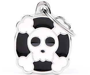 MyFamily - Medalla para perro personalizada en forma de calavera, placa de perro con grabado gratuito, esmaltado a mano de metal, colección encantos