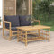 Yolola Gartenmöbel Set Bambus Gartenlounge Loungemöbel Terrasse Garten Lounge Sofa Balkonlounge Sitzgruppe Garten Sofagarnitur-Dunkelgrau-1 x Bank + 1 x Tisch