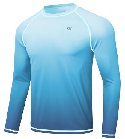 Huayuzh Mens Swim Top Rash Guard Long Sleeve UPF 50+ Quick Dry Breathable Running Sport UV Sun Protection Swimming Shirts