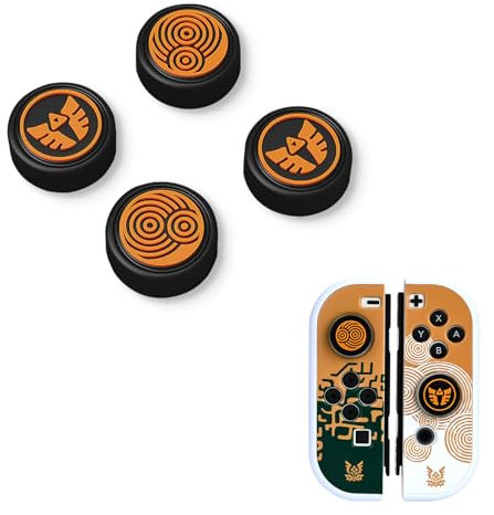 DLseego Joystick Kappen für Switch/Switch Lite/Switch OLED,Multi-Coloured Zelda Theme Switch Knöpfe Thumb Grips Caps,Silikon Switch Daumenkappen,4PCS Daumengriffkappen-Schwarze Flügel + Wirbel