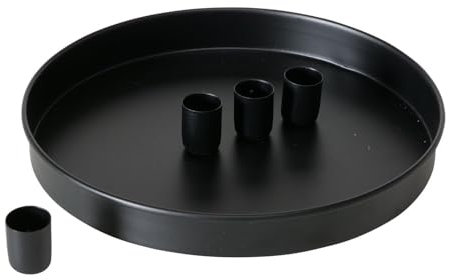 ReWu Kerzenleuchter Margo Matt Schwarz Rund Metall Magnetisch - 4 Verschiebbare Kerzenhalter - Kerzenständer Adventskranz Tischdekoration Adventsleuchter Ø 25cm