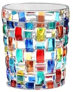 soulnioi Colorful Drinking Glasses Hand Painted Colored Water Glasses, Whiskey Tumbler for Rum, Bourbon, Scotch, Water, Drinks (B)