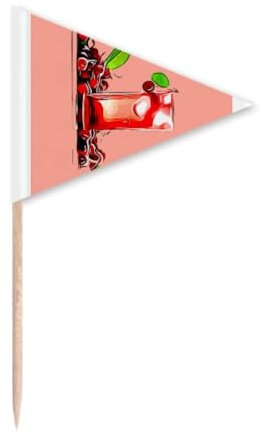 Outline Cherrys - Palillo de dientes triangular con diseño de jugo helado para cupcakes