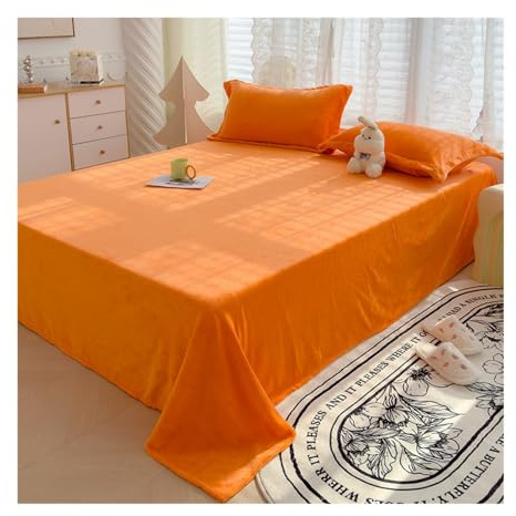Flausch Bettlaken Haushaltstuch ohne Gummizug Betttuch ohne Gummi Mikrofaser Laken Leintuch Haustuch viele Größen und Farben (Color : Orange, Size : 150x200cm)