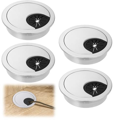 4 Stück Kabeldurchführung Schreibtisch Kabeldurchlass für Mehrere Kabel Geeignet Schreibtischkanal Kabelmanagement 60mm Kabelloch für Schreibtisch Bürstendichtung und Abnehmbarer Deckel