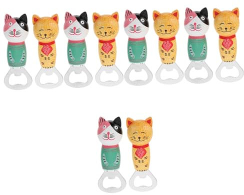 TOPBATHY 10 Pièces décapsuleur chat en bois home decor décapsuleur magnétique ouvre-bouteille de bière mural aimants de réfrigérateur de chat tire-bouchon autocollants décapsuleur mural