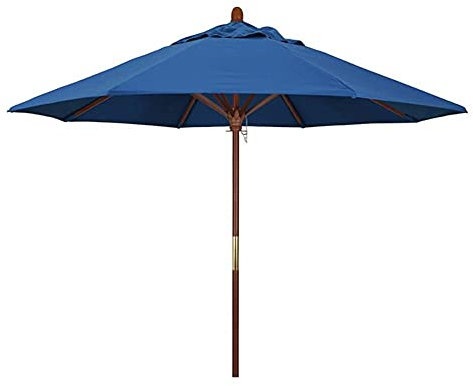 Sonnenschirm Aus Holz, Terrassenschirm, Leicht, Große Schutzhülle Mit Windschutz, Lichtbeständig Und Langlebiger, Strandschirm Für Den Außenbereich (Blau 9 Fuß)