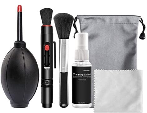 Professional Camera Cleaning Kit for Optical Lens and Digital SLR Cameras, including Storage Bag, Air Blower, Lens Cleaning, Cleaning Brush, Microfiber Cleaning Cloth, Empty Reusable Spray Bottle