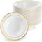MATANA 50 Weiße Plastikschalen mit Goldrand, Suppenteller, Suppenschalen (360ml) - Suppenschüssel für Hochzeiten, Geburtstage, Taufen, Weihnachten, Partys - Mehrweg & Stabil