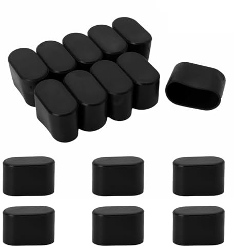 Ovale Kunststoffabdeckungen, schwarze Endkappen, 16 mm x 34 mm, rutschfeste Abdeckung für Möbel, Stuhl, Schreibtischbeine, Tische, Fuß, Rohre, 16 Stück