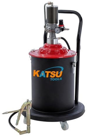 KATSU Tools Pompa Pneumatica per Grasso 20L Ingrassatore con Pompa Pneumatica Portatile Pistola per Grasso ad Aria con 12ft Tubo, 450 Bar, per Auto Camion Macchinari
