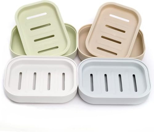 4 Pcs Soap Dish With Lid, Travel Soap Case, Waterproof Travel Soap Container,Plastic Soap Storage Box, Portable Soap Bar Holder for Shower Home, Travel Bathroom School Gym