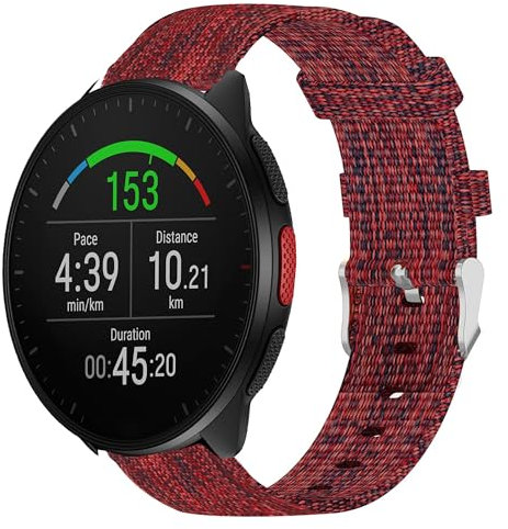 Blueshaweu 20mm und 22mm Nylon Armband, Nylon Strick Replacement Uhrenarmband Kompatibel mit Polar Unite, Ignite 2, Ignite 3, Pacer, Grit X Pro, Grit X2 Pro Smartwatch (20mm, rot)