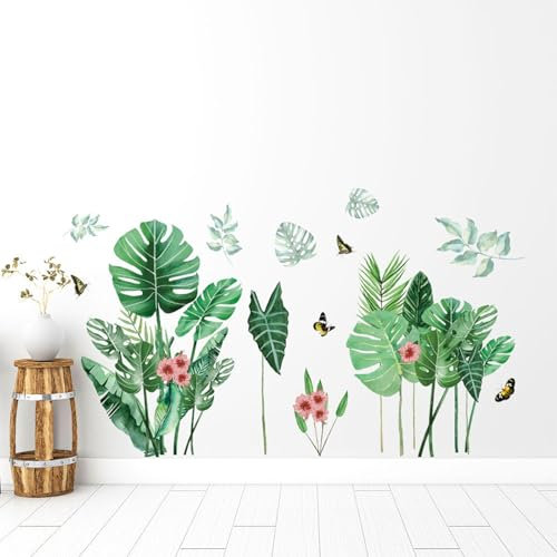 astylishome Wandtattoo Grüne Blatt Wandaufkleber für Wohnzimmer Moderne Pflanzen DIY Abnehmbar für Blätter Wandbilder für Kinderzimmer Schlafzimmer Klassenzimmer 0209