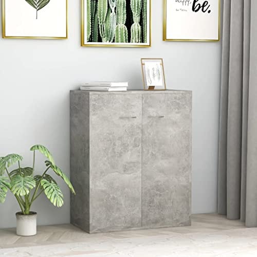 TJROO Aparador con puertas de 60 x 30 x 75 cm, mueble para recibidor, armario multiusos para salón, mueble de salón, armario con puertas de madera multicapa gris cemento