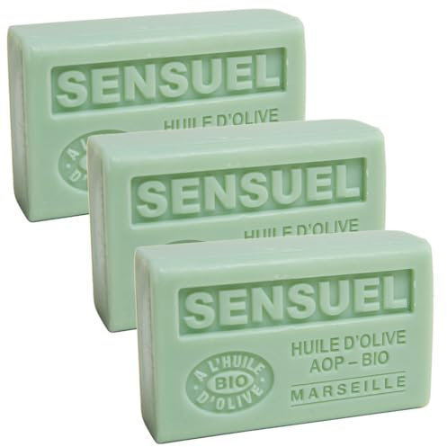 Label Provence Nature Savon de Marseille – pflegende französische Seife aus reinem Bio-Olivenöl und Sheabutter – sinnlicher Duft – 125 g Riegel – 3er-Set