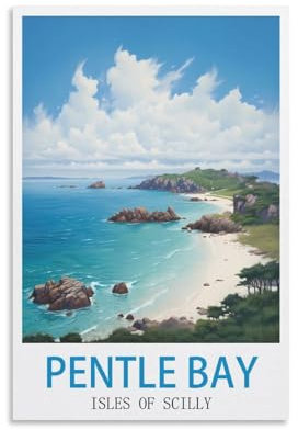 Pentle Bay Isles of Scilly Vintage-Reiseposter, 20 x 30 cm, Leinwandkunst, Poster und Wandkunst, Bilddruck, moderne Familienschlafzimmer-Dekoration
