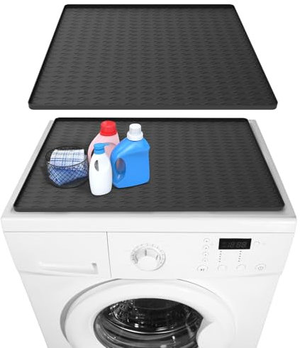 2 mini alfombrillas de silicona para nevera de 65 x 60 cm, bandeja de goteo para lavadora, con borde elevado debajo del refrigerador, alfombrilla para congelador para secadora, gabinete de vino,