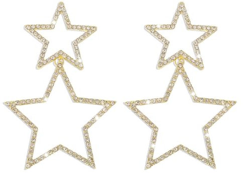 Große Goldene Stern Ohrringe für Damen und Mädchen - Hypoallergen Strass Ohrstecker für Weihnachten