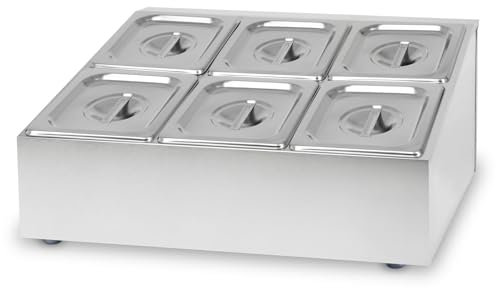 VERTES Zutatenbehälter 2 x 3 x 1/6 GN Gastronorm, Edelstahl, 100mm Tief, Hygienisch, Rostfrei, Kratzfest, Temperaturbeständig von -40° bis 300°C, für Bain Marie und Vielseitigen Einsatz in Gastronomie
