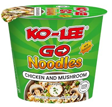 KO-LEE Go Cup Chicken & Mushroom Flavour Instant Noodles – Creamy Chicken-Mushroom Cup Ramen | 65g (Pack of 6)