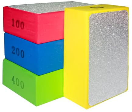 4Pcs Tile Polishing 60# 100# 200# 400# Pad Diamond Hand Polishing Pad Porcelain Sanding Blocks Glass Polishing Kit for Concrete Stone Granite Marble Ceramic