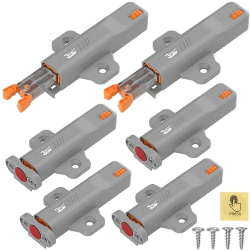 Jiayi Non Aimant Push to Open Poussoir Porte Placard, Lot de 6 Loquet Poussoir Verrou Poussoir pour Tiroir Push Latch à Ressort Loquet Tactile Fermeture Systeme Pour Armoires Meubles, Camping-cars