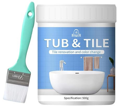 Vernice da bagno bianca lucida, kit di riparazione per vasca da bagno, vernice smaltata da bagno, 500 g, formula ad asciugatura rapida per piastrelle, metallo, doccia, lavandino, mobili, scheggiature