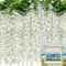 YTPAFK 2 Pack 20 Branches Artificial Wisteria Flower Vines, 6 Feet Wisteria Hanging Flowers, Hanging Fake Plants, Garland for Wedding Arch Party Garden Home Decor (White)