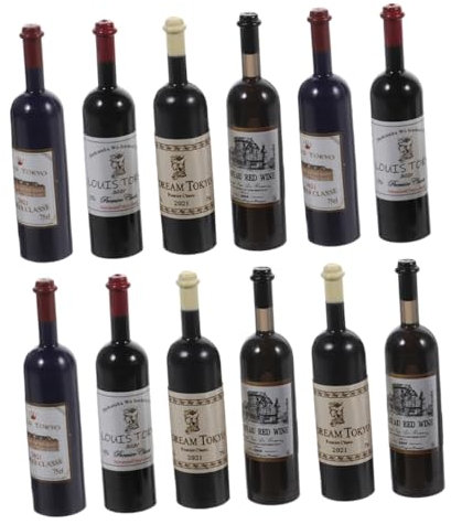 Générique 12 Pièces Mini Bouteille De Vin Rouge Bouteilles De Bière De Maison De Poupée Bouteille d'eau Enfants Margaritas Bouteilles De Vin Miniatures Faux Petite Eau Cidre Jouets Plastique