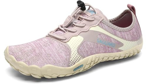 SAGUARO Barefoot Mujer Zapatillas Minimalistas de Trail Running Antideslizante Calzado Barefoot para Zero Drop Soles Lila,Gr.39