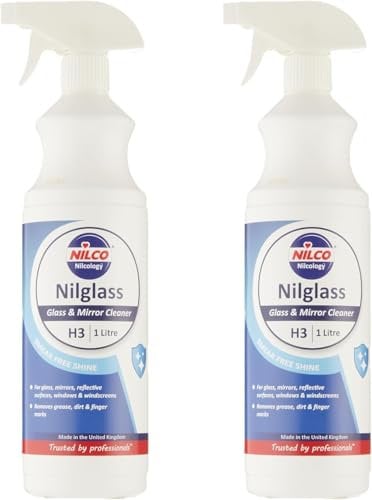 Nilglass H3 Professional Glass & Mirror Cleaner 1L Pack of 2 – Streak-Free, Smudge-Free, Fast-Drying Window & Glass Cleaner | Suitable for Mirrors, Glass Surfaces & Windows