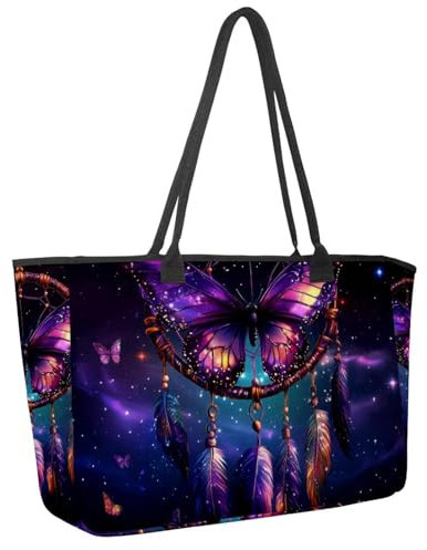 Grande borsa da spiaggia da donna, stampa coccinella rosa, borsa da viaggio con tasche, borsa a tracolla impermeabile, Multicolore 5., 14.5x20.8x5.5in/37x53x14cm