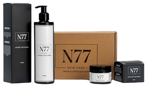 N77 Bart-Set für Herren mit Balsam + Shampoo | Bartprodukte für Männer | natürliche Produkte zur Erhaltung Ihres Bartes gesund, weich und gepflegt | Bartpflege-Set für Herren Basic