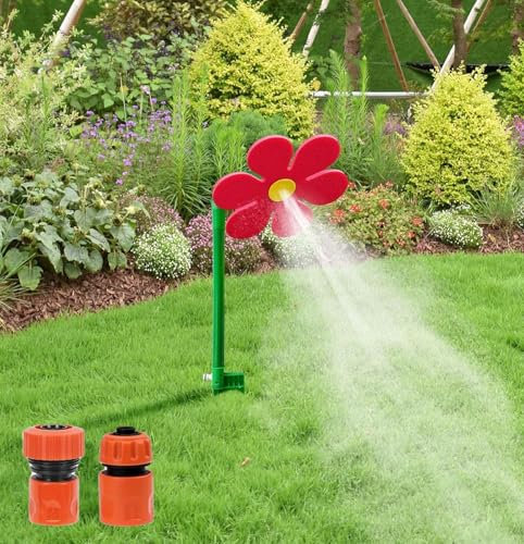 Wassersprinkler Kinder Outdoor, Crazy Daisy Sprinkler, 360° Rasensprinkler Tanzende Blume, Wasserblume für Garten Kinder, Rasensprenger Wasserspielzeug mit Gartenschlauch Anschluss (B)