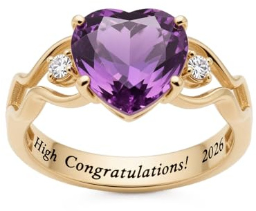 LONAGO Goldringe f黵 Frauen sind aus 9 K/14 K/18 Karat Gold oder 925er Silber, besetzt mit Zirkonia, und k鰊nen mit dem Jahr oder anderen Segen auf der Innenseite des Rings graviert werden.