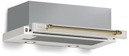 Klarstein Victoria Integrated Cooker Hood, 60cm Retro Under Cabinet Hood, 358 m³/h Airflow, Energy Class A++, LED Lighting, DC Motor, Carbon Filters, Rocker Switches, Extractor Fan Kitchen, Cream