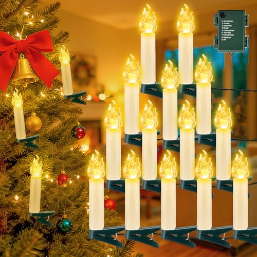Dalugo 30 LED Kerzen Weihnachtsbaum, 10M Warmweiß Weihnachtsbaum Lichterkette Timer mit Clip, USB Kable, 8 Modus für Kamine Weihnachtsbaumdekoration
