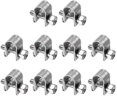 sourcing map 10pcs Fuel Injection Hose Clamp 6-8mm Adjustable 304 Stainless Steel Mini Gas Line Hose Clamp for Automotive Agriculture Plumbing Diesel Petrol Pipe