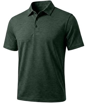 FlexVie Poloshirt Herren Kurzarm Armeegrün Sport Polohemd schnelltrocknend, Atmungsaktives für Männer, Schnelltrocknendes Golfshirt, Leichtes Outdoor Funktionsshirt l