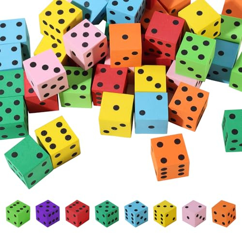 50 Stück Schaumstoffwürfel, 2 cm Flüsterwürfel Farben, Schaumstoffwürfel, Würfel Schaumstoff, Farbwürfel für Geschenk Junge Mädchen, Geburtstagen und Anderen Feiertagen