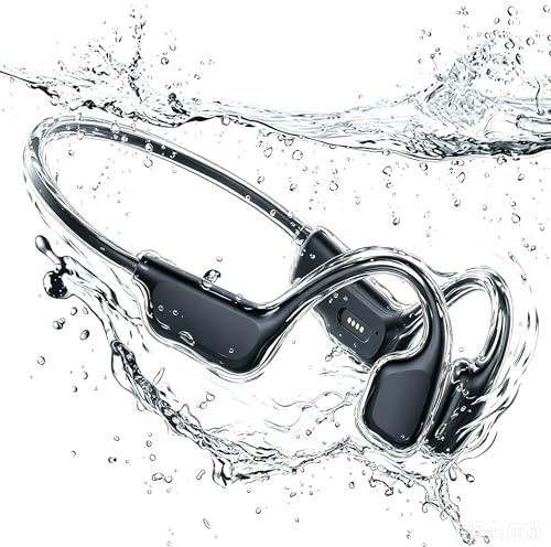 Govllfoz Cuffie a conduzione ossea, impermeabili IPX8, cuffie da nuoto con lettore MP3 da 32 GB, cuffie wireless Bluetooth 6.0 per nuoto, corsa e fitness