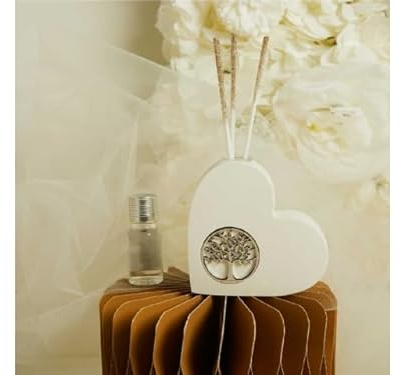 Claraluna Bomboniera Profumatore Diffusore con Albero della Vita Silver, Modello 2026, Forma Cuore